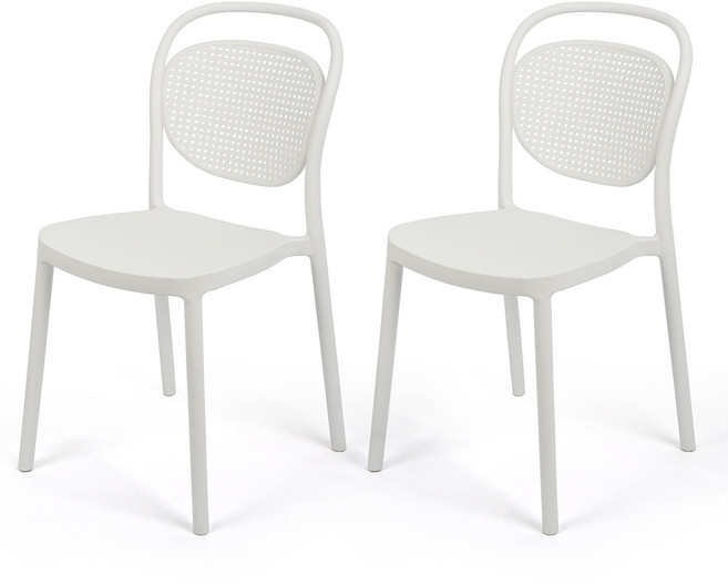 FORBLISS Vera 塑膠藤編咖啡廳椅, 蠟白色, 2個