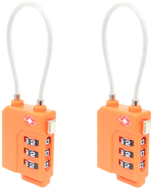 트래블큐브 TSA 케이블 3다이얼 안전자물쇠 오렌지, 2개