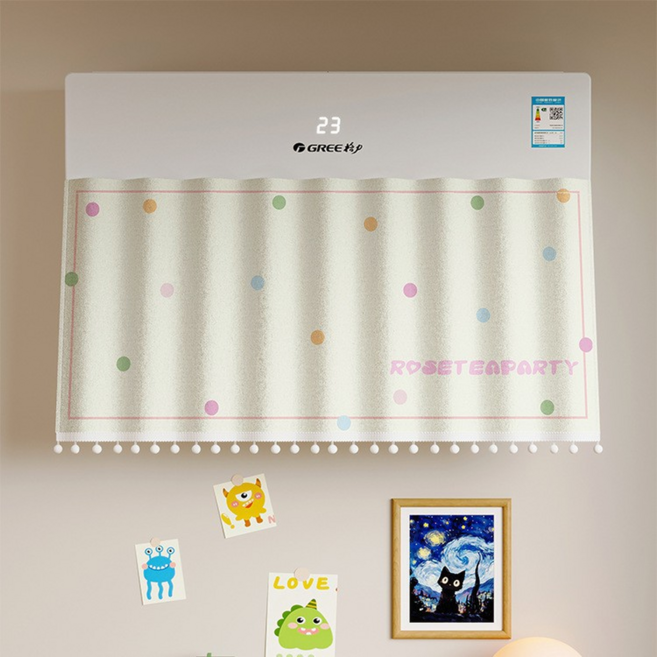 릴리픽 깔끔 에어컨 가리막 커튼 120 x 40 cm, 1개, 비누방울