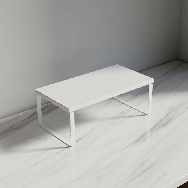 마켓피아 모니터 받침대 데스크 정리대 미니 테이블 소형 40 x 19 x 14.2 cm, 흰색 + 흰색 프레임