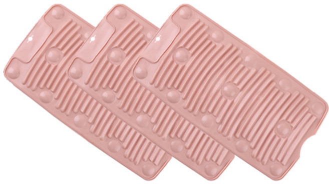 접이 가능한 흡착식 실리콘 미니 손 빨래판, 핑크, 3개