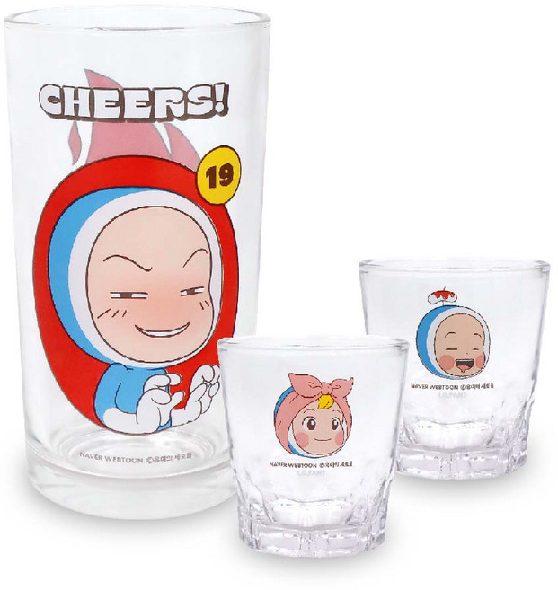 릴팡 유미의세포들 소맥잔 맥주잔 250ml + 소주잔 54ml x 2p 세트, 1세트