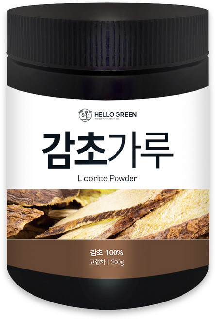헬로우그린 국내산 감미료 감초 가루 통, 1개, 200g