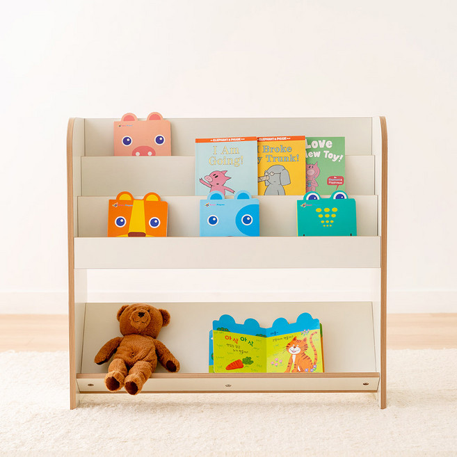 심플룸 라디 수납 전면 책장 4단, 크림