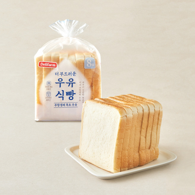 델리팜 더 부드러운 우유식빵 8입, 380g, 1개