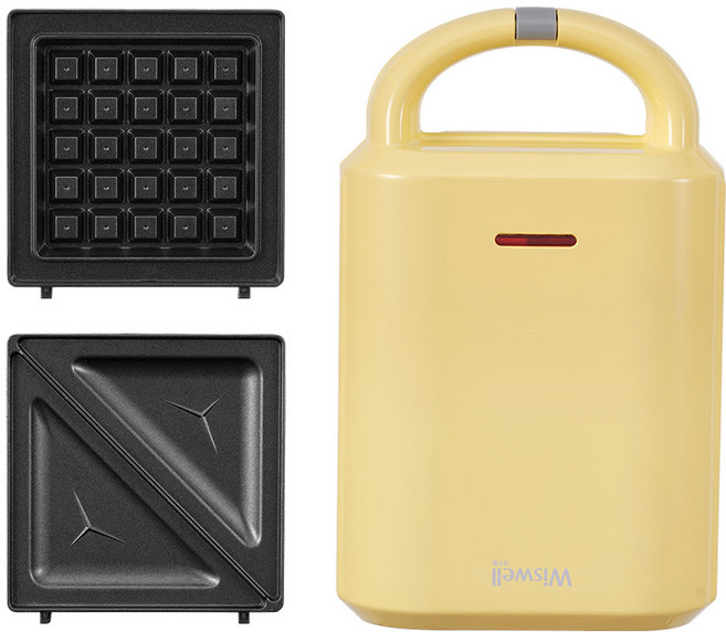 위즈웰 1구 샌드위치 와플 메이커 옐로우, WSW-6205