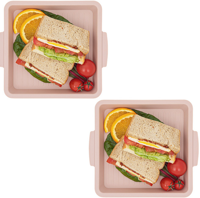 꾸밈 사각 플레이팅 접시, 2개, 단품, 샌드베이지