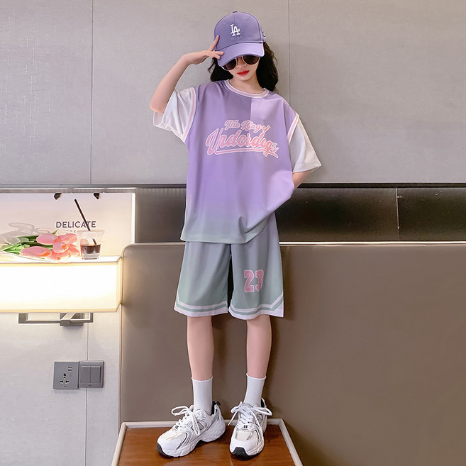 스타빈 여아용 그라데이션 여름 상하복세트