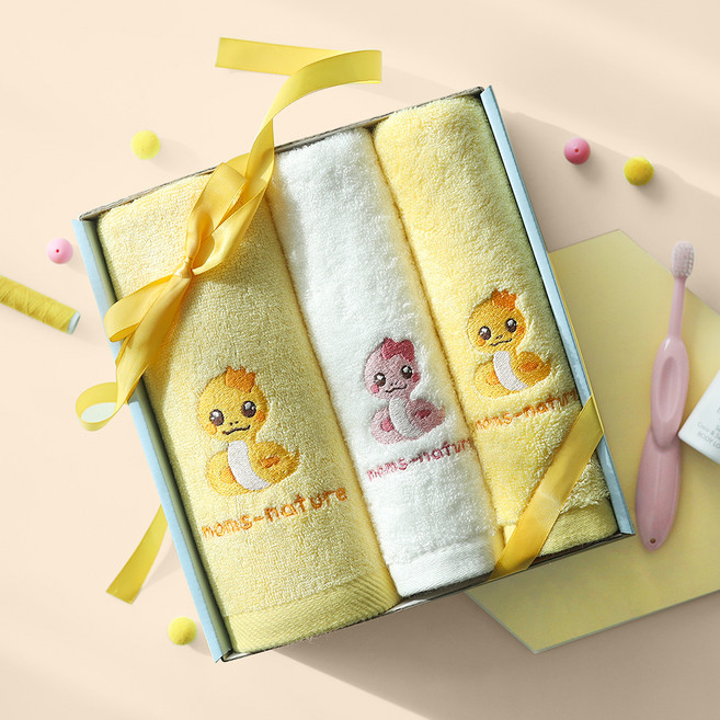 맘스네이처 밤부 아기 세안 목욕 타올 3종 세트, 노아리, 1세트