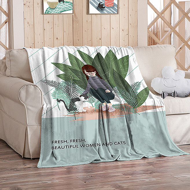 알럽홈 하우징 고양이 플란넬 담요