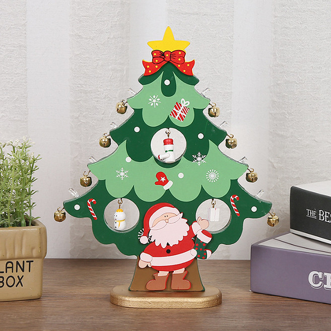 우드 크리스마스 트리 스탠드 장식품 970, 그린
