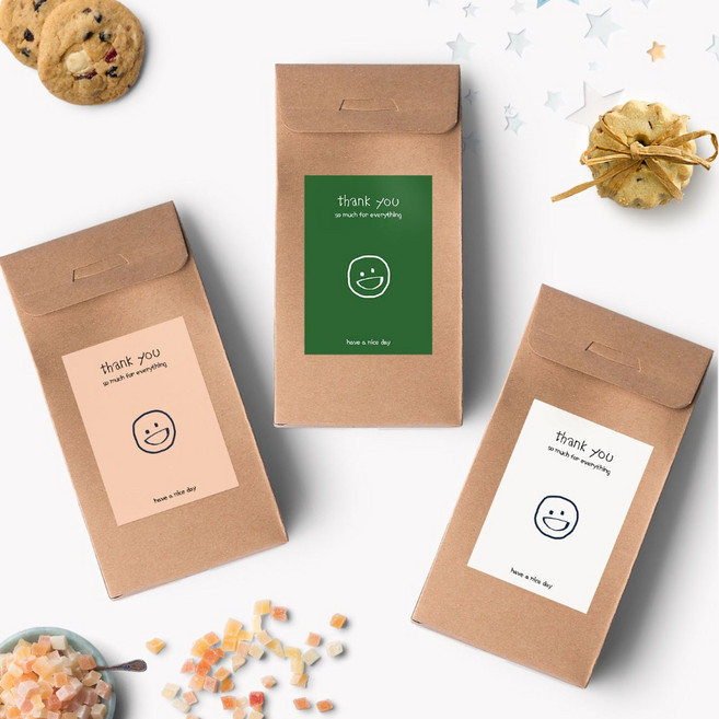 인디케이 스마일 땡큐 스티커 3종 x 30p 세트, 혼합색상, 1세트