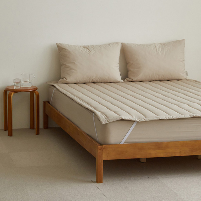 마틸라 모먼트룸 40수 순면 고정밴드 침대패드, 뮤트베이지