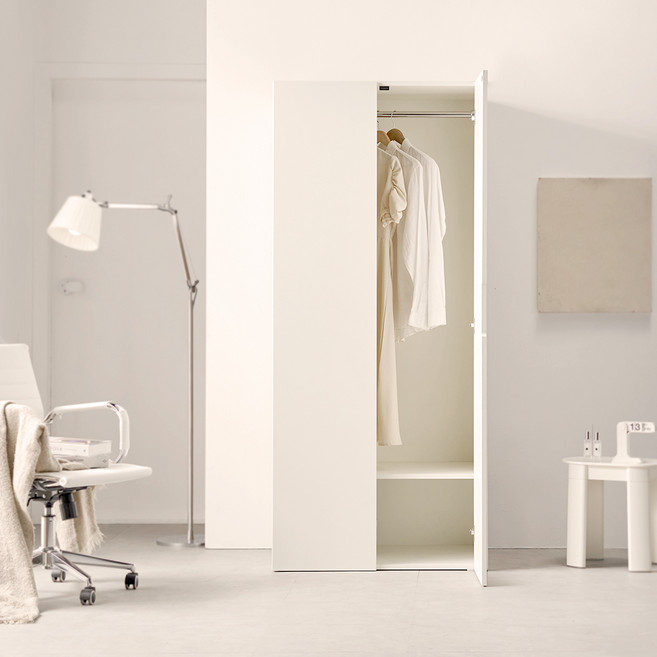 웰퍼니쳐 담우 1단 행거선반형 800 옷장 방문설치, 크림 아이보리