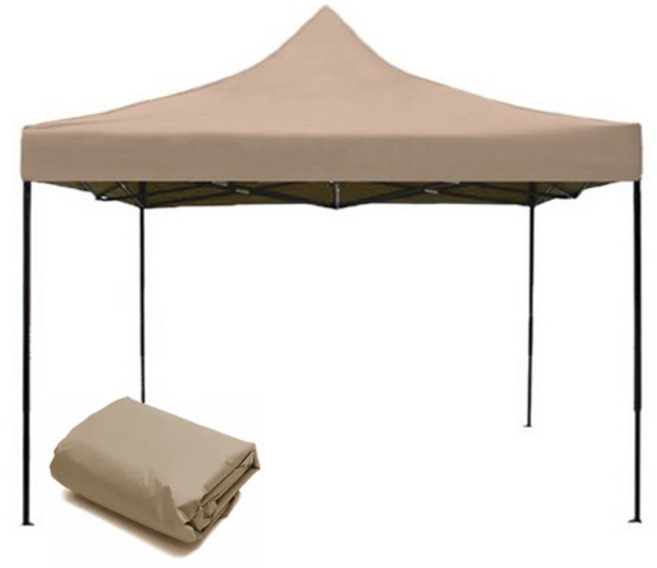 런웨이브 벨크로타입 접이식 캐노피 천막 2 x 2 m + 투명벽면 4면, 베이지, 1세트