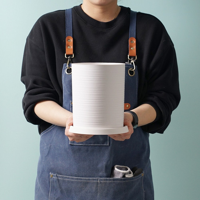 morningscent 써클라인 플라스틱 화분 + 받침 세트, 1세트