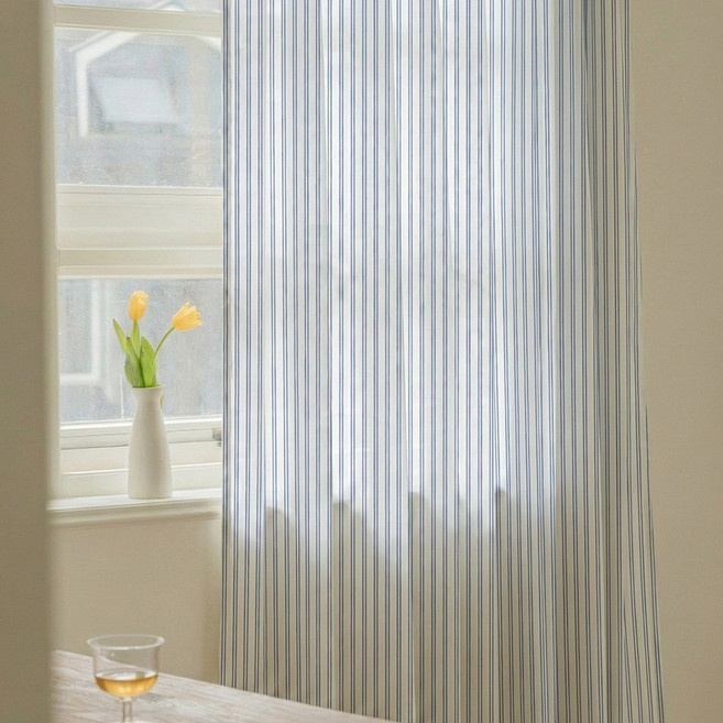 바자르 내추럴소프트 스트라이프 가리개커튼 창문형