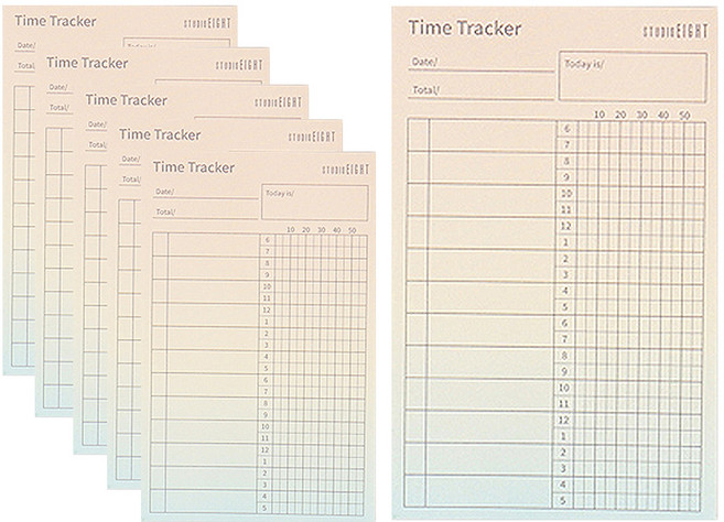 스튜디오에잇 타임트래커 메모패드 70 x 110 mm, 혼합색상, 80매, 6개
