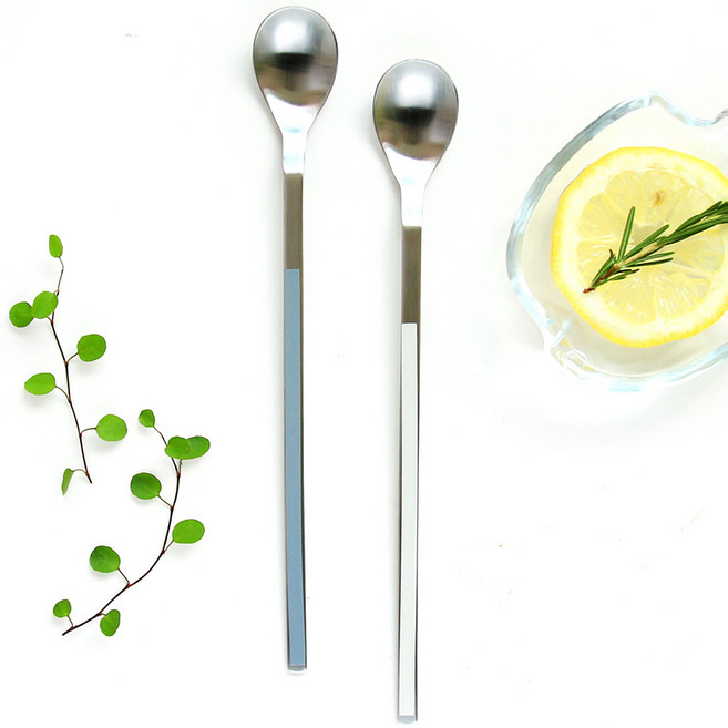 프렌치블랑 세라믹컬러 롱스푼 2종, Cream + Gray, 1세트