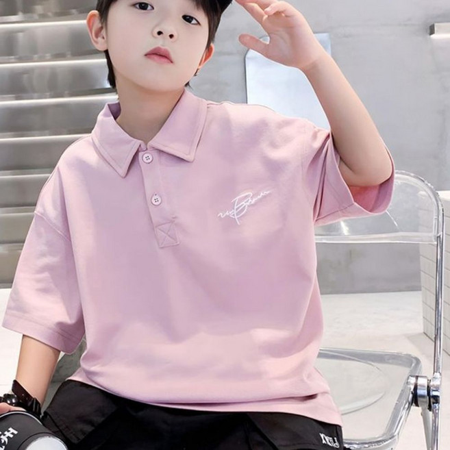 하라로이 심플 로고 베이직 반팔 카라 티셔츠