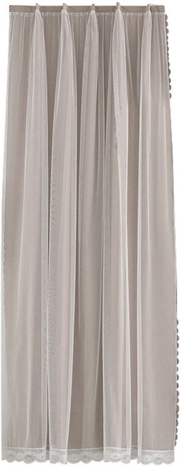 浪漫柔情雙層網紗遮光魔鬼氈窗簾, 米色