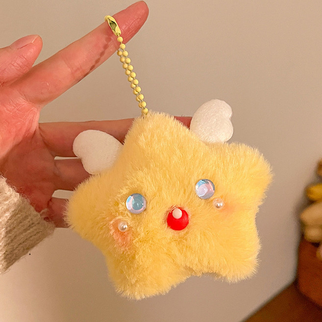 다다랜드 몽실구름 복슬 인형 데일리 키링, 골드스타, 1개, 7cm