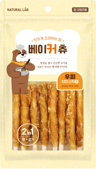 네츄럴랩 강아지 베이커 츄 간식 S, 우피 치킨 스틱, 120g, 1개