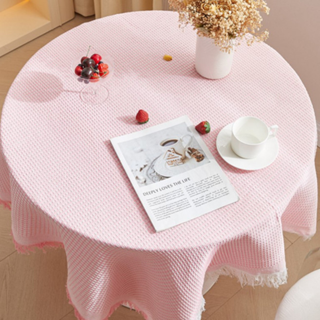 GUNU 감성 홈카페 패브릭 테이블보, 핑크, 1개, 90 x 90 cm