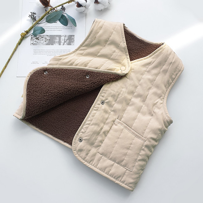 woojooi 兒童絎縫羊羔絨雙面保暖背心