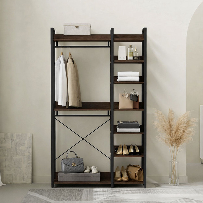 가구느낌 D타입 시스템 행거 1200, 월넛블랙