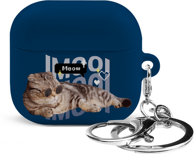 아이무이 시즌2 에어팟4 키링 하드 케이스, 시크냥, 1개