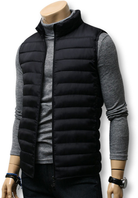 블루포스 남성용 벵라인 하이넥 경량 패딩 조끼