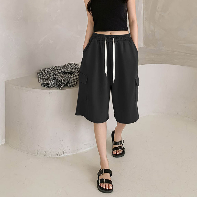 보리맘 건빵 와이드 밴딩 포켓 5부 팬츠 임부복 J904