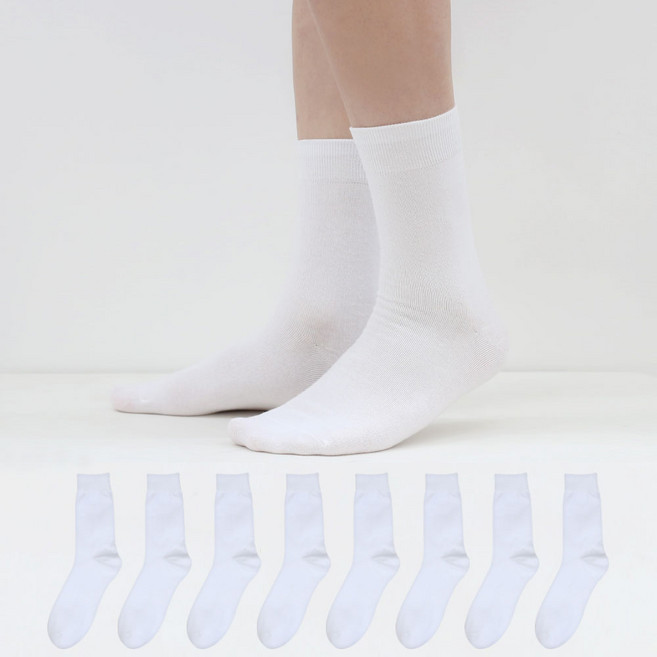 이지레그 남성용 프리미엄 베이스 무지 장목 양말 8켤레 세트