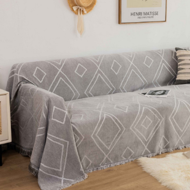 위더홈 다이아 라인 소파 커버 담요, 그레이, 1개
