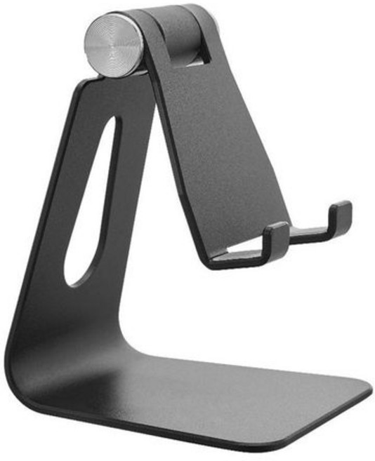 알루미늄 1단 메탈 휴대폰 거치대 QA_05, 블랙 04, 1개