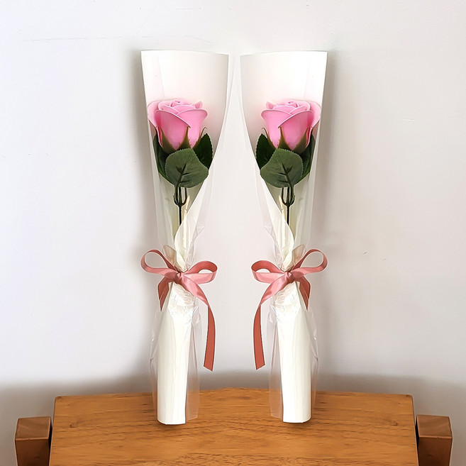 아스파시아 플르 장미 메시지 비누꽃 한송이 꽃다발 졸업 축하해 수고했어, 핑크, 2개