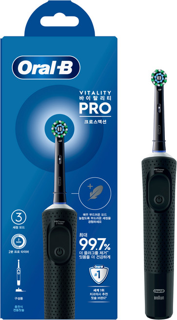 오랄비 바이탈리티 프로 크로스액션 전동칫솔, 3708, 혼합색상, 1개