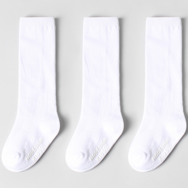 노디자인 아동용 데일리 무지 니삭스 3켤레 세트