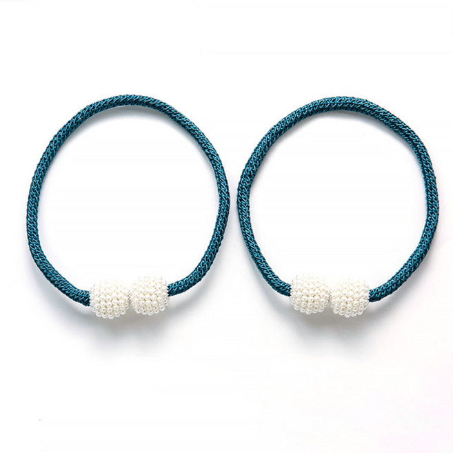 지앤와이 진주알 자석 커튼 타이백, 블루, 2개