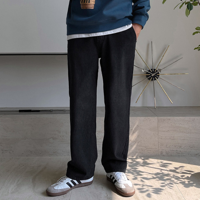 조군샵 남성용 빅사이즈 디프런커버 뒷밴딩 세미와이드 데님 면 청바지 P6581