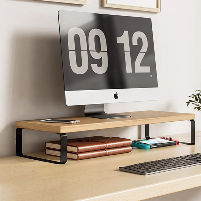 Mabso Shop 堅固鋼製支架 單層纖薄螢幕架 30cm HR2615, 橡木黑色