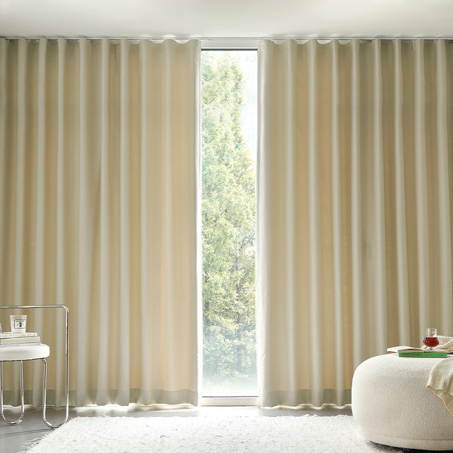 쁘리엘르 그로브 빛차단 사계절 아일렛 암막 커튼 + 자석타이백 세트