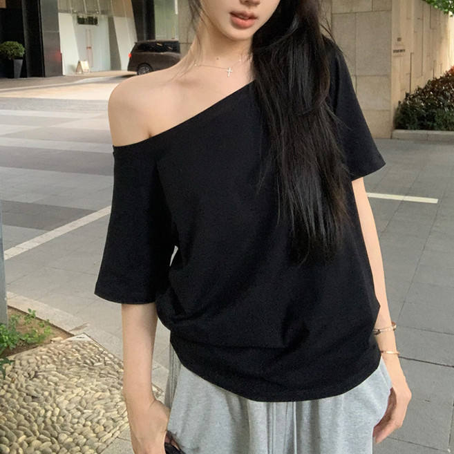 구디프 여성용 드롭숄더 무드 루즈핏 반팔티