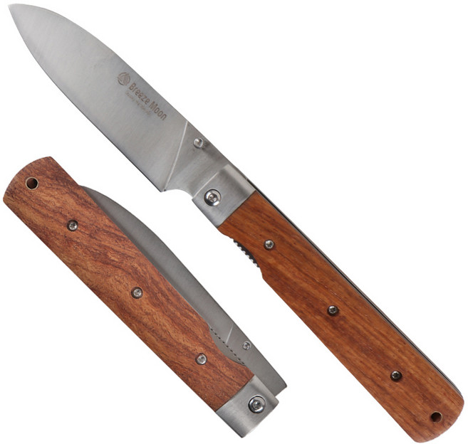 브리즈문 캠핑용 스테인리스 스틸 폴딩 휴대용 나이프 일반형, 우드, 1개