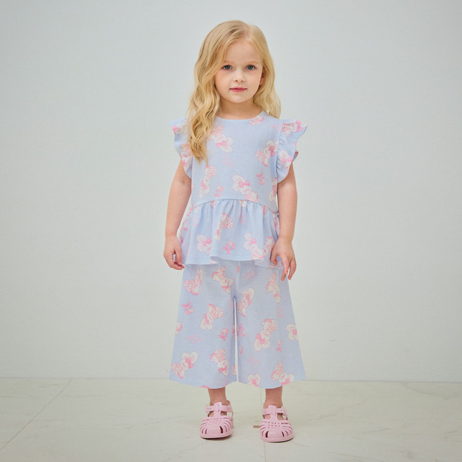 mollimelli 櫻桃兔子荷葉邊上下裝套組