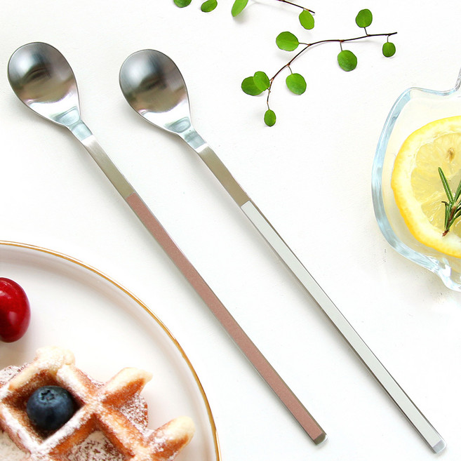 프렌치블랑 세라믹 컬러 롱 스푼 2종, Cream + Mocha Latte, 1세트