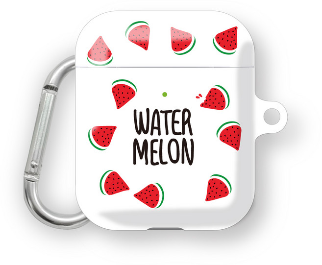 프루그나 과즙팡팡 에어팟 하드케이스 + 카라비너, 수박