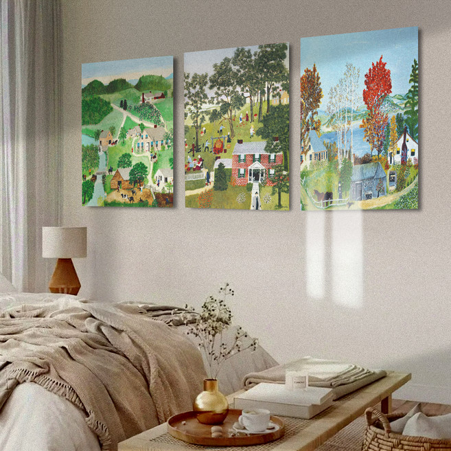 퍼니즈 슬림액자 명화 폼보드 포스터 액자세트 그랜마모지스A, 없음