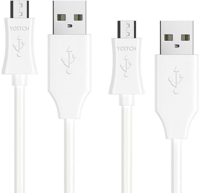 요이치 A타입-마이크로 5핀 고속충전 케이블, 화이트(케이블), 랜덤발송(디자인), 200cm, 2개
